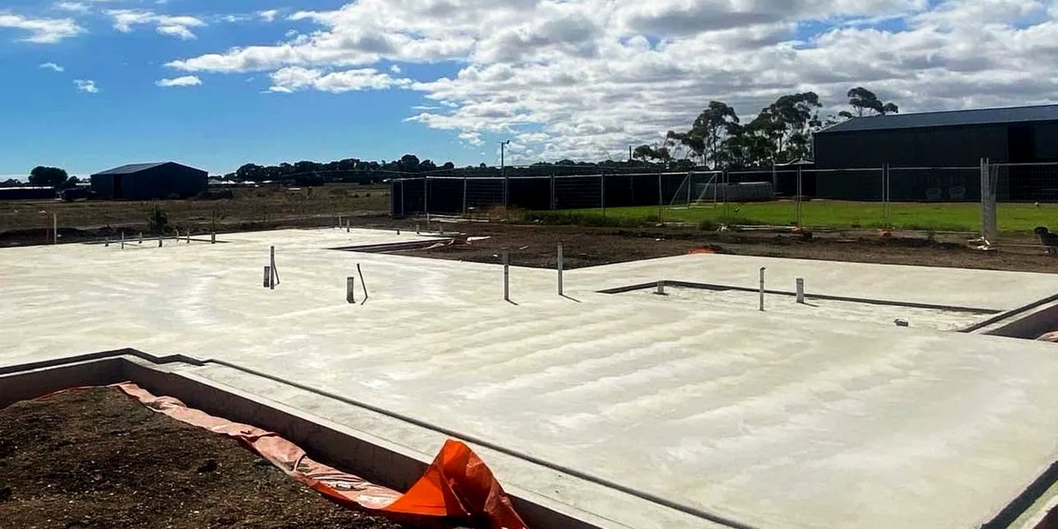 A finished house foundation slab on an Adelaide site