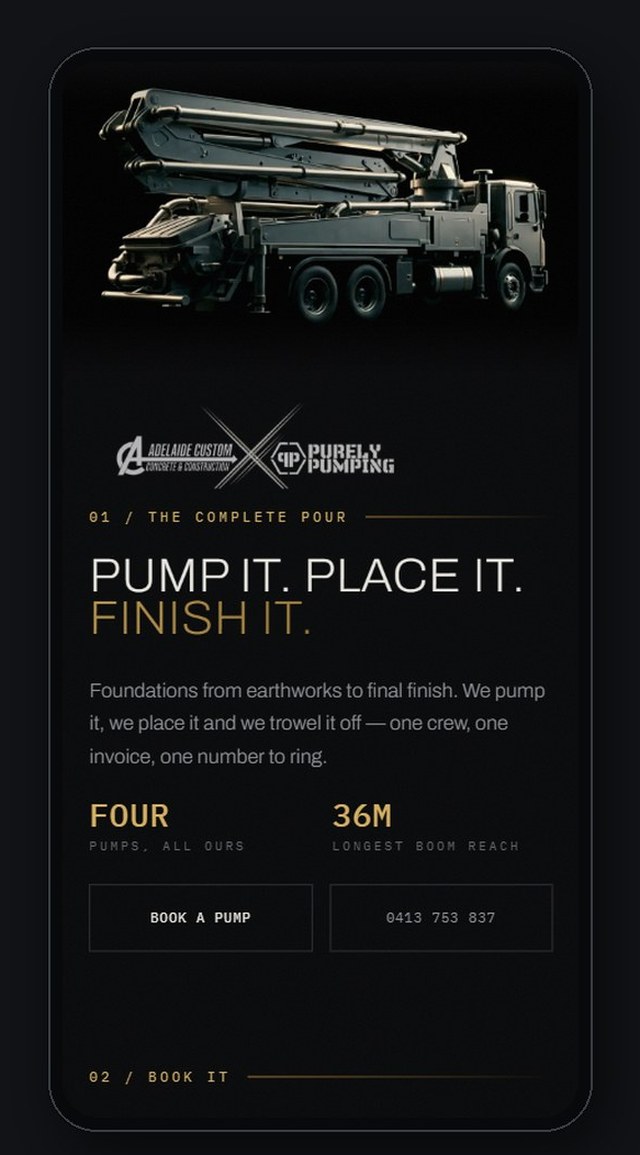The Purely Pumping website shown on a phone