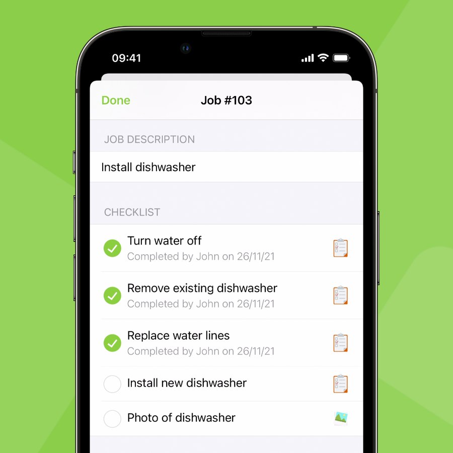 An on-site checklist in ServiceM8